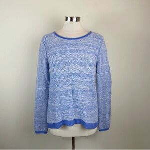 Gap Blue White Wool Blend Knit Stripe Long Sleeve Sweater Women Medium